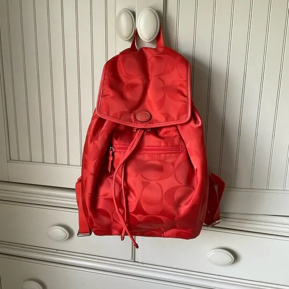 NWOT Coach Orange Nylon Logo Backpack $_57.JPG?set_id=880000500F main image 2